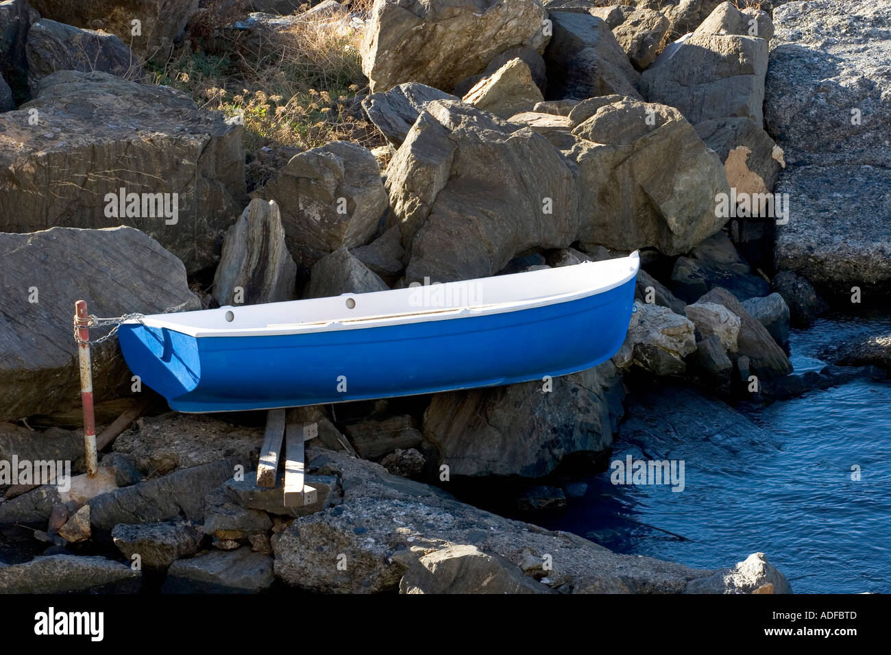 Boat aground Pegli Ligury Italy Stock Photo