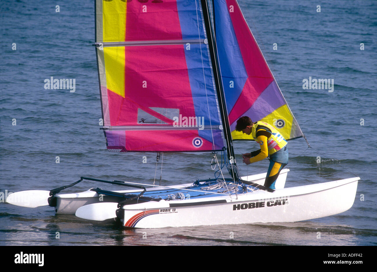 A Hobie Cat Sports Catamaran At Sandsfoot Cove Weymouth Dorset England Uk Stock Photo Alamy