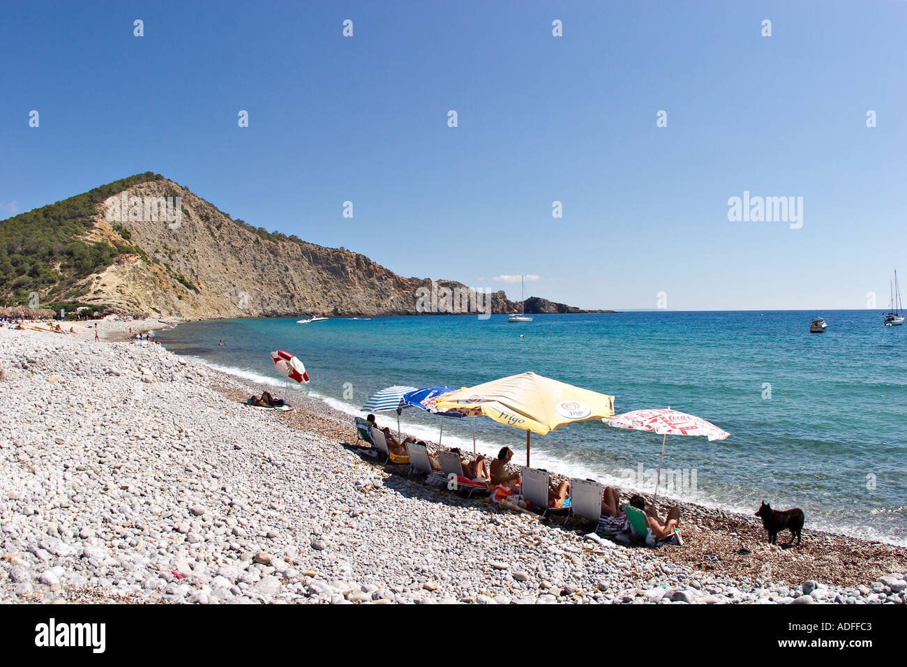 Cala Jondal on Ibiza Stock Photo