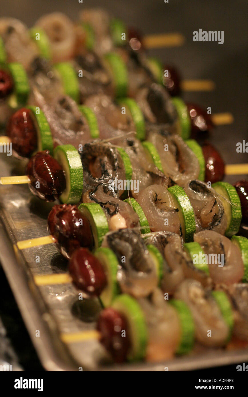 Anchovies and vegetables skewer Cracco Peck restaurant Milan Lombardy Italy Stock Photo