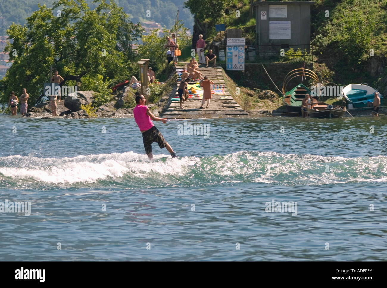 wakeboard on Lake Como Stock Photo Alamy