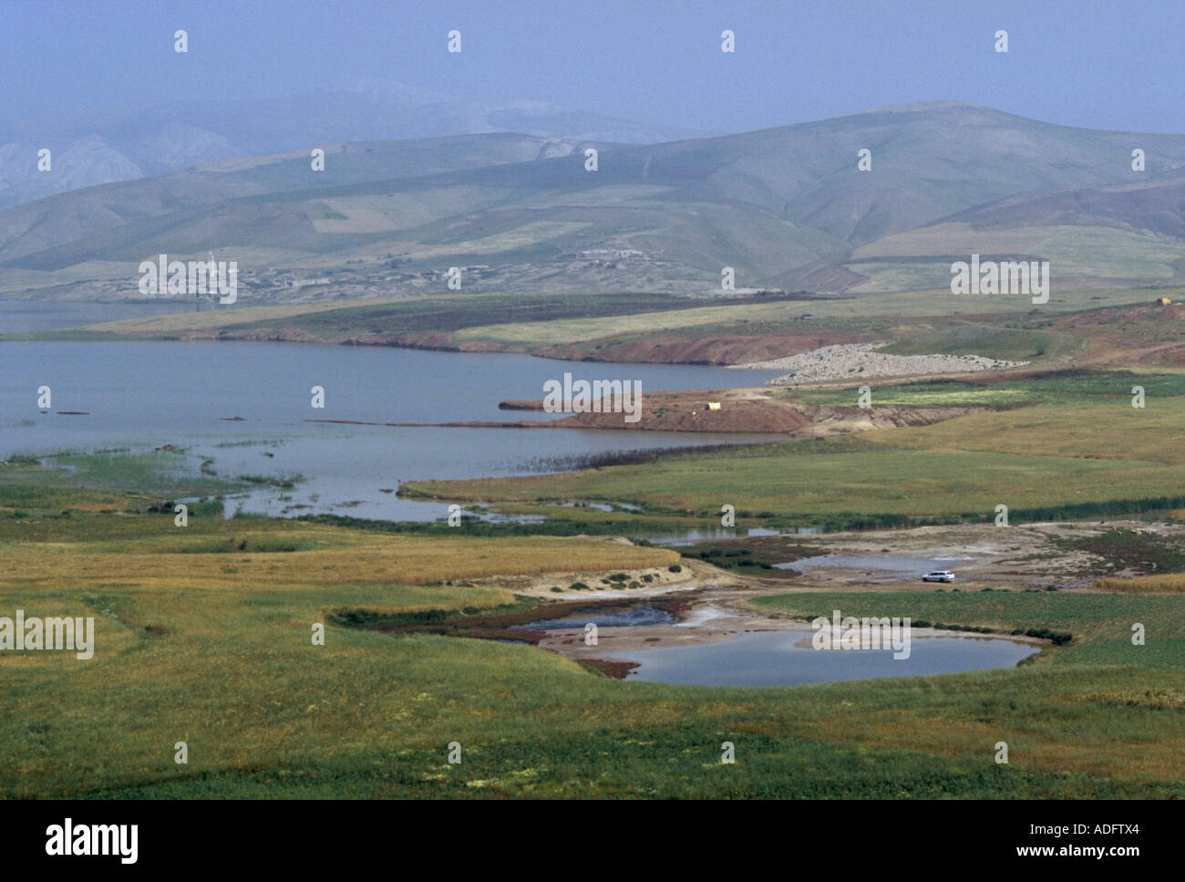 Artificial lake formed by a dam, Morocco Stock Photo Alamy
