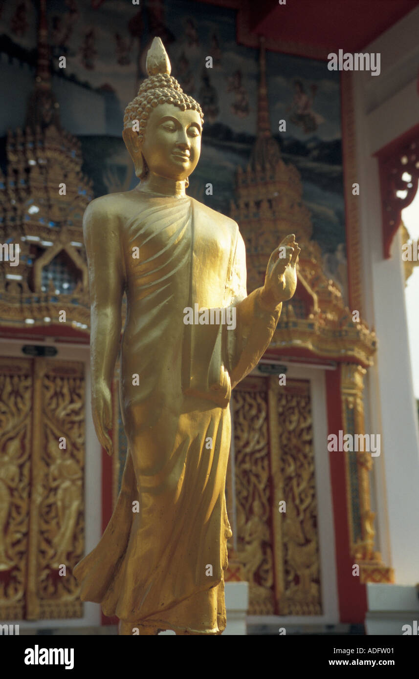 gold buddha at temple in Thailand Stock Photo