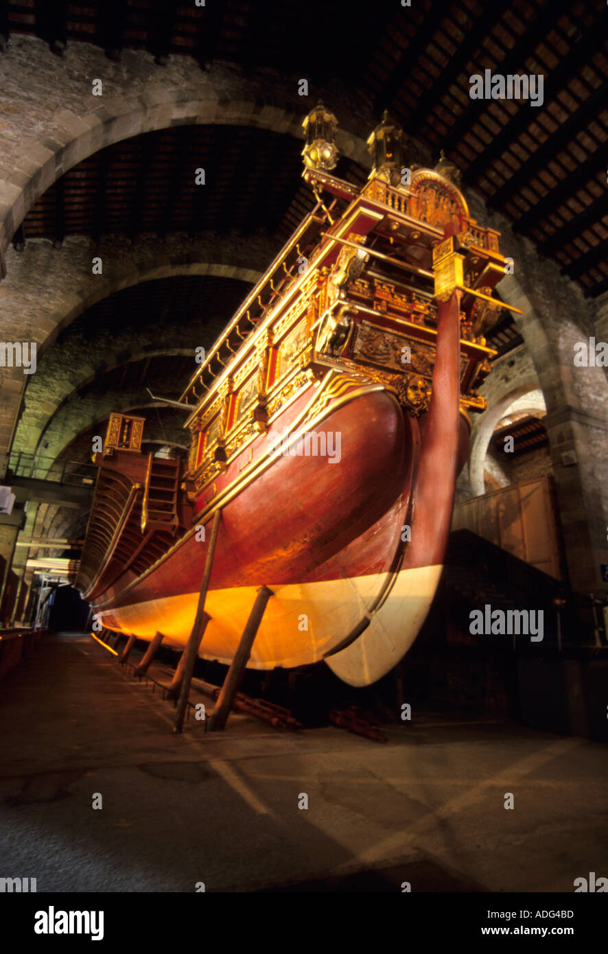 Juan of Austria's Galley ship, the LEPANTO ,in the Maritime Museum in Barcelona, Spain Stock Photo