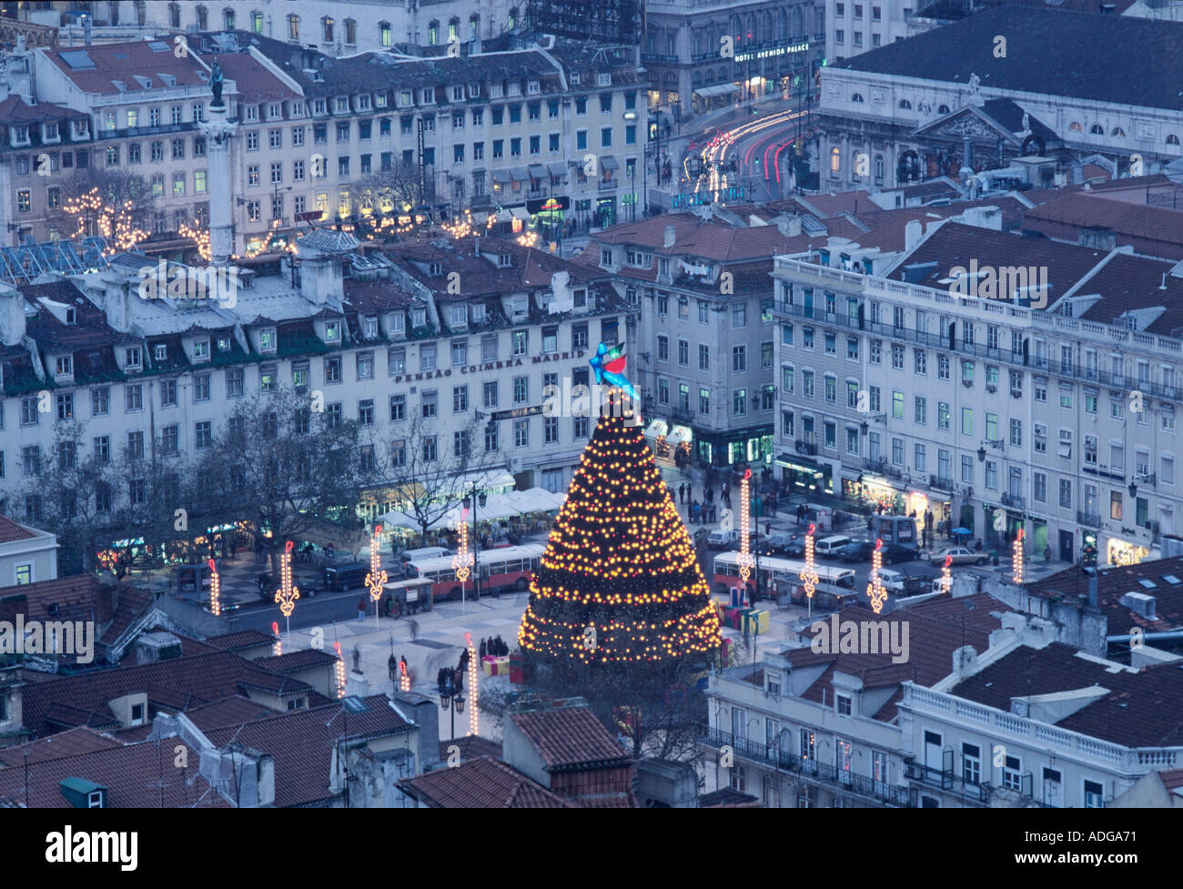 Praca da Figueira at Christmas Lisbon Portugal Stock Photo Alamy