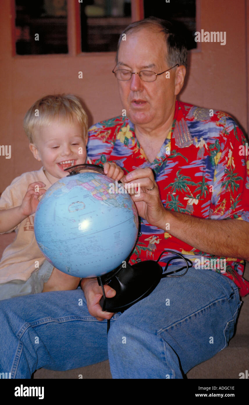 Grandfather and Grandson Together Stock Photo