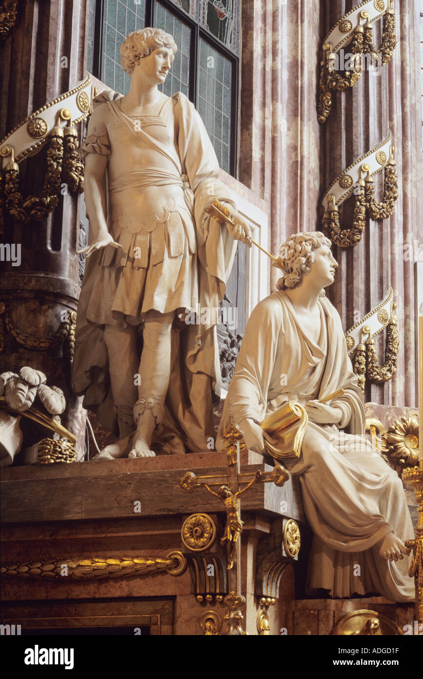 Figures in Chancel Michaelerkirche Vienna Austria Stock Photo