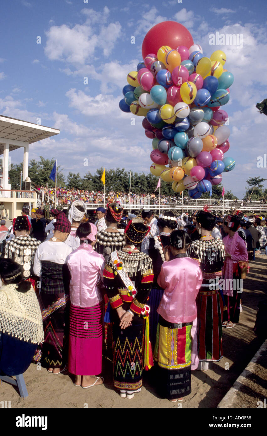 Annual manao,ethnic festival of the Kachin tribal people ,northern Myanmar at Myitkyina,Burma ,Myanmar Stock Photo