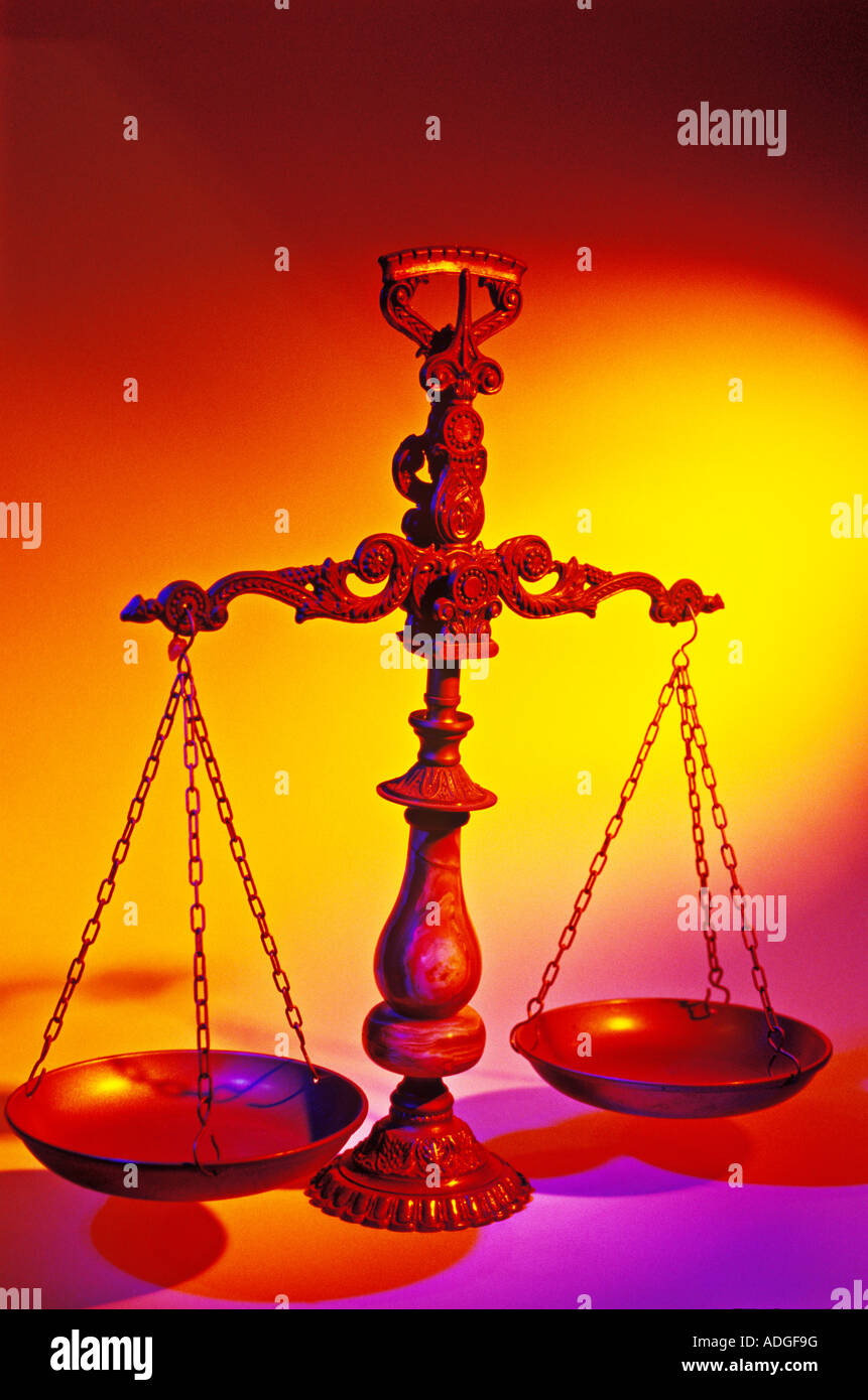 Old scales colorful lighting Stock Photo