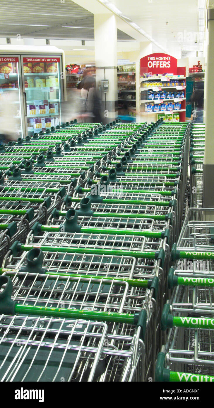 Waitrose Supermarket Trolleys Stock Photos & Waitrose Supermarket