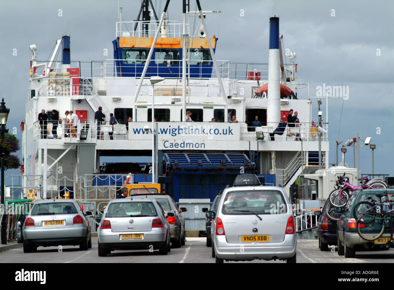 Yarmouth Isle of Wight cars loading on ferry for mainland southern England UK Stock Photo Alamy