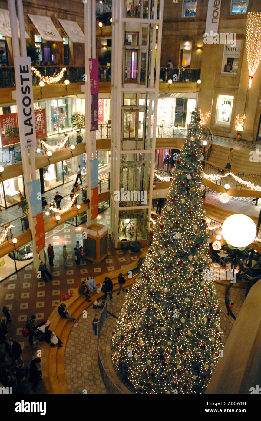 Princes Square Shopping Centre, Glasgow.Scotland, Christmas Eve,  December Stock Photo