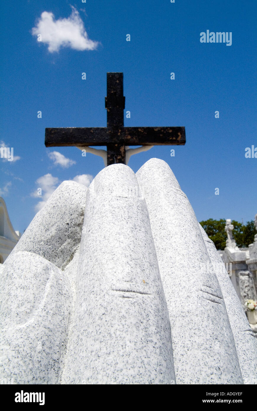 Rear view of a cross at St. Roch Cemetery, New Orleans, Louisiana, USA