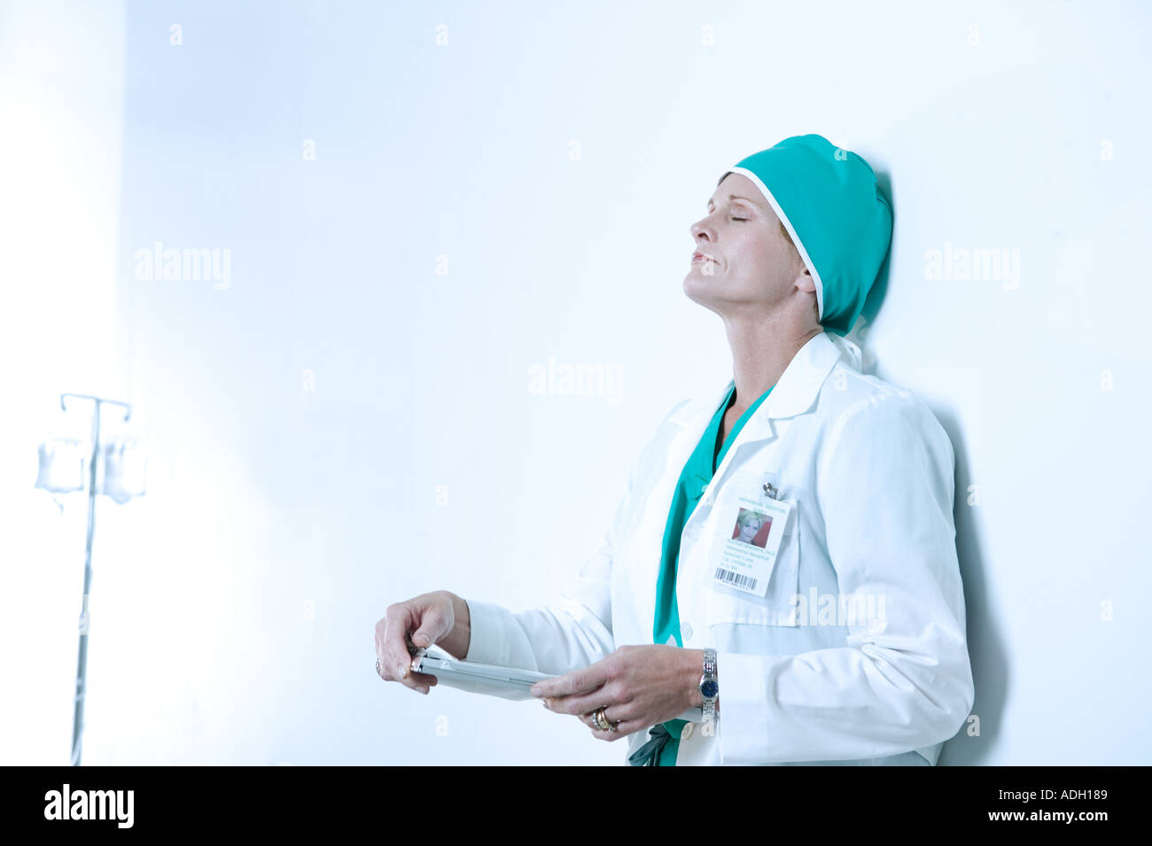 A tired healthcare worker Stock Photo