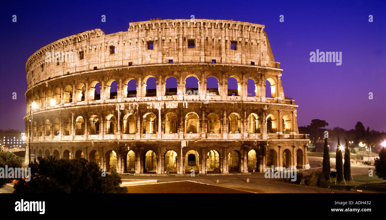 Rome Colloseum at dawn panorama  Stock Photo