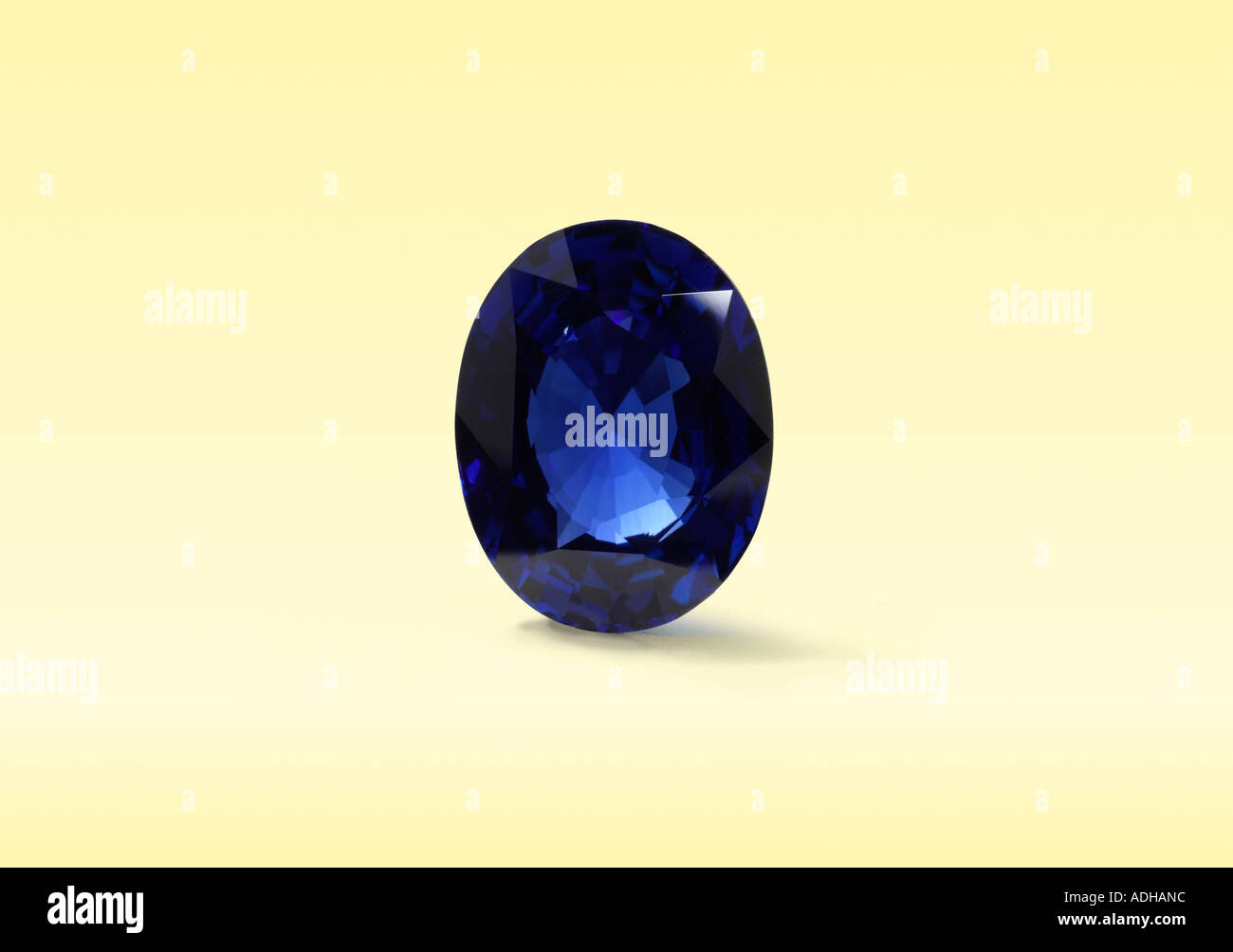 Large oval dark blue sapphire stone Stock Photo