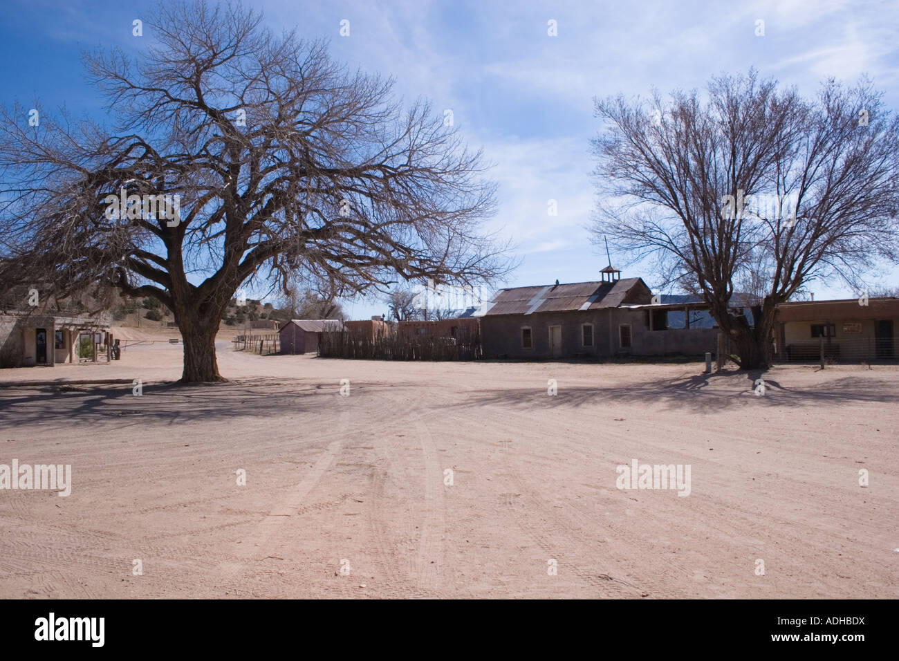 Native indian town San Il Defonso Pueblo near Santa Fe in New Mexico Stock Photo
