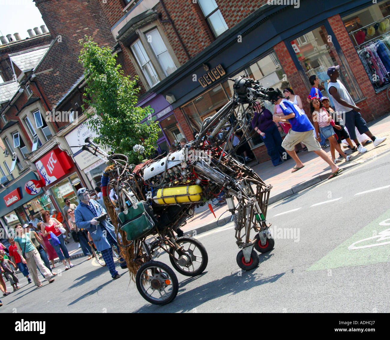 Strange robotic horse at the Cowley Road Carnival, Oxford, UK Stock