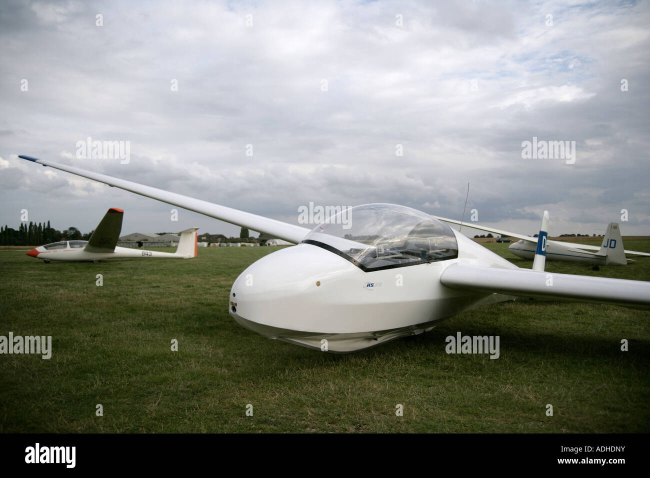 Grounded gliders at gliding club, Wormingford Essex England UK Stock