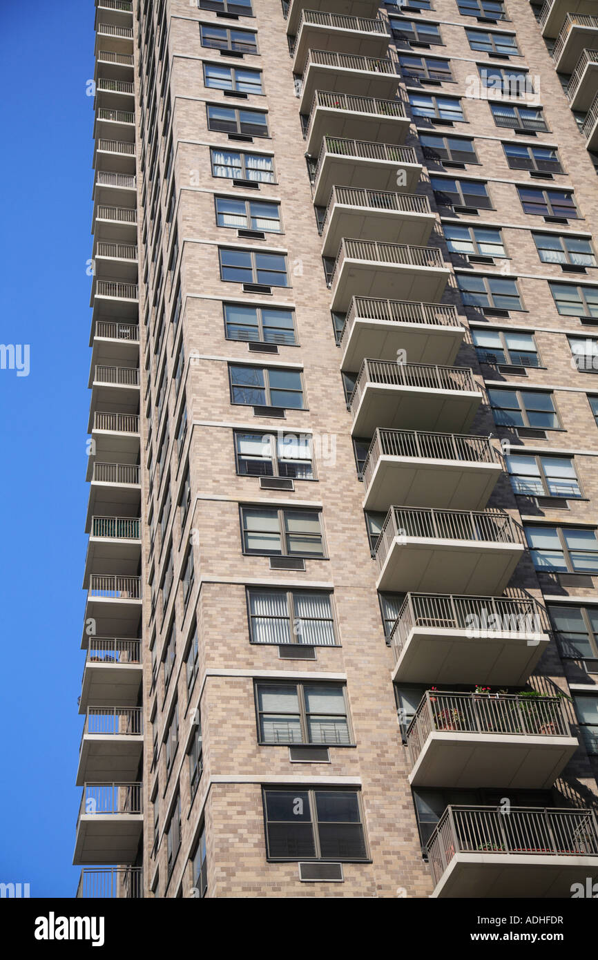 Balconies Modern Highrise Apartment Building Upper East Side Manhattan