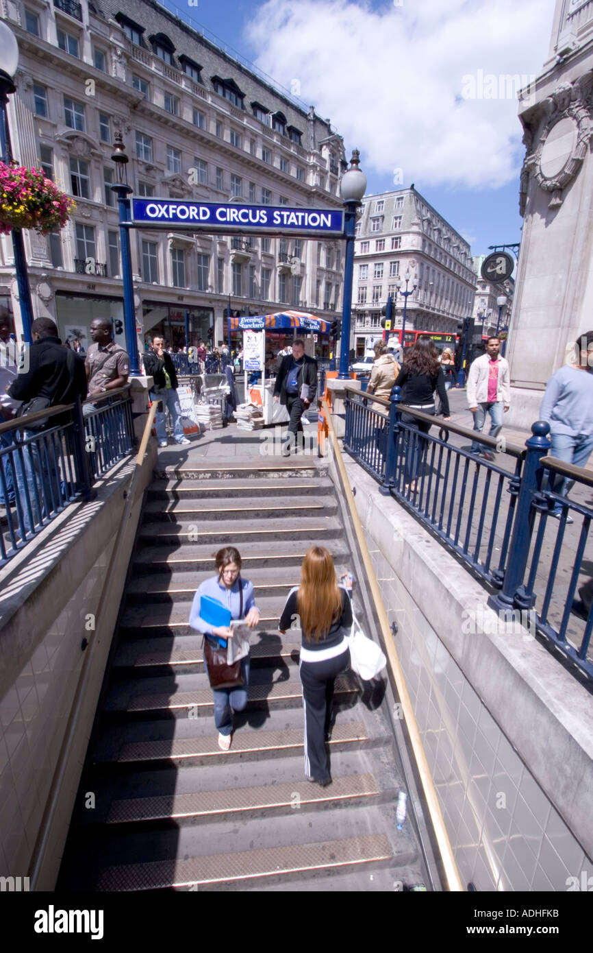 Entrance to London underground tube station Oxford Street London UK