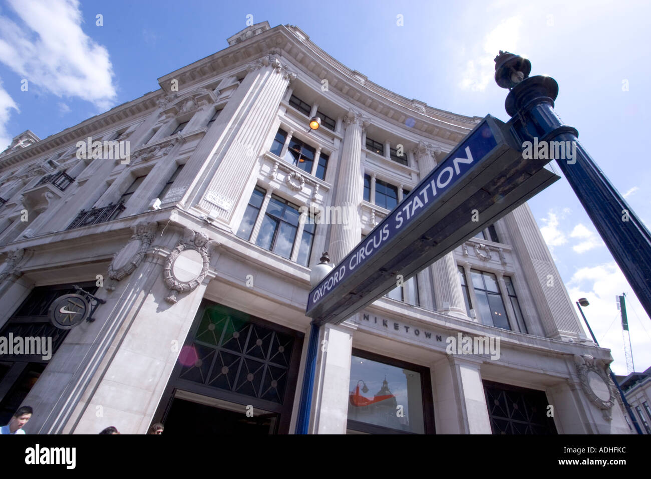 Sign at Entrance to London underground tube station Oxford Street
