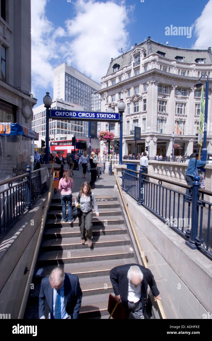 Entrance to London underground tube station Oxford Street London UK