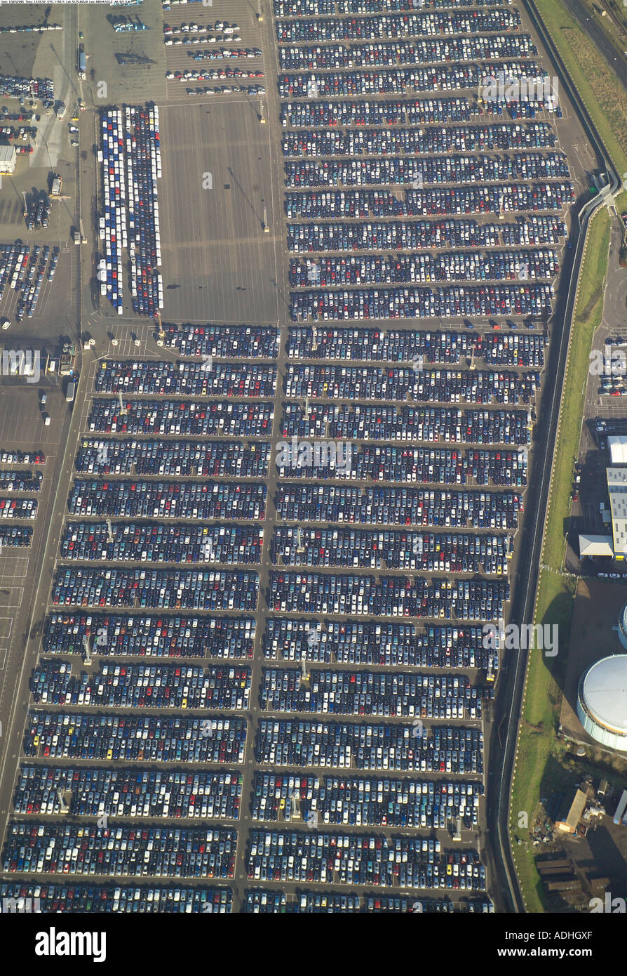 Aerial View Of Imported Cars Parked At Sheerness Docks In Kent
