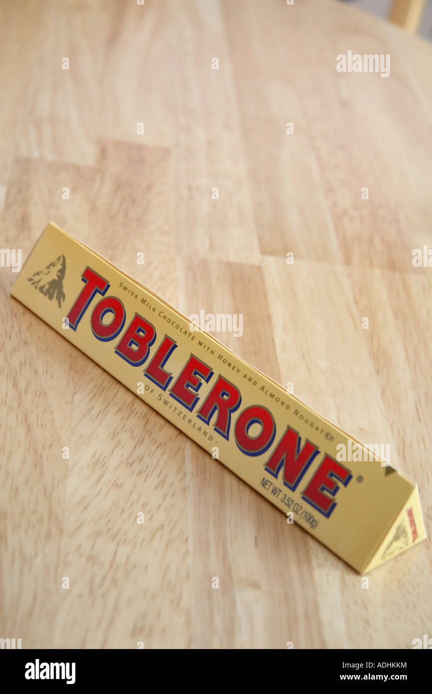 A still life image of a Toblerone Swiss milk chocolate candy bar