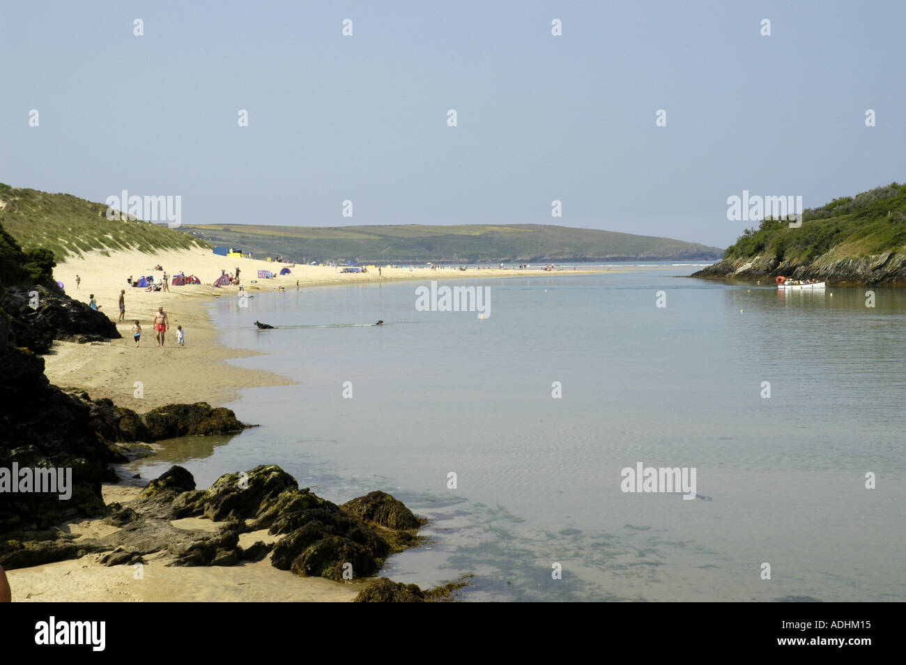 The Gannel River and Crantock beach Stock Photo