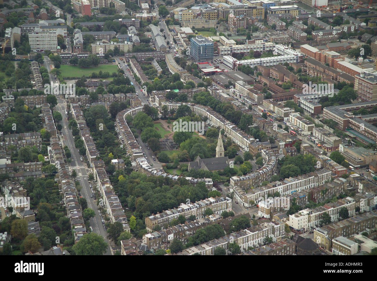 Aerial view of Thornhill Square in Islington, North London Stock Photo