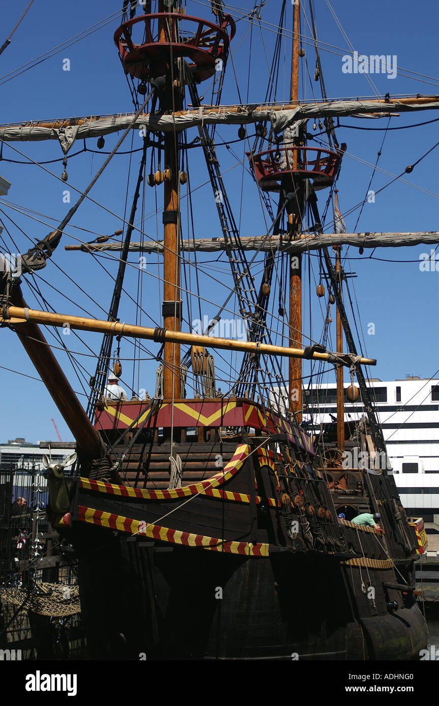 Golden Hind replica South bank The Thames London England Stock Photo
