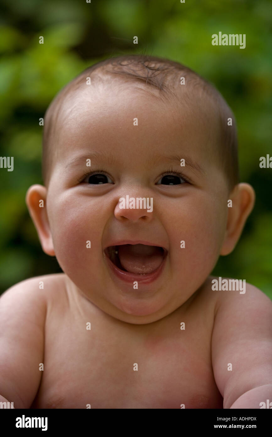 Infant Girl - England UK -6 months old Stock Photo