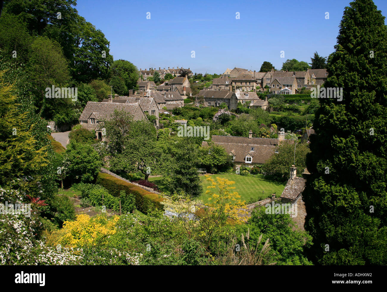 The pretty village of Bisley in the Cotswolds England Stock Photo