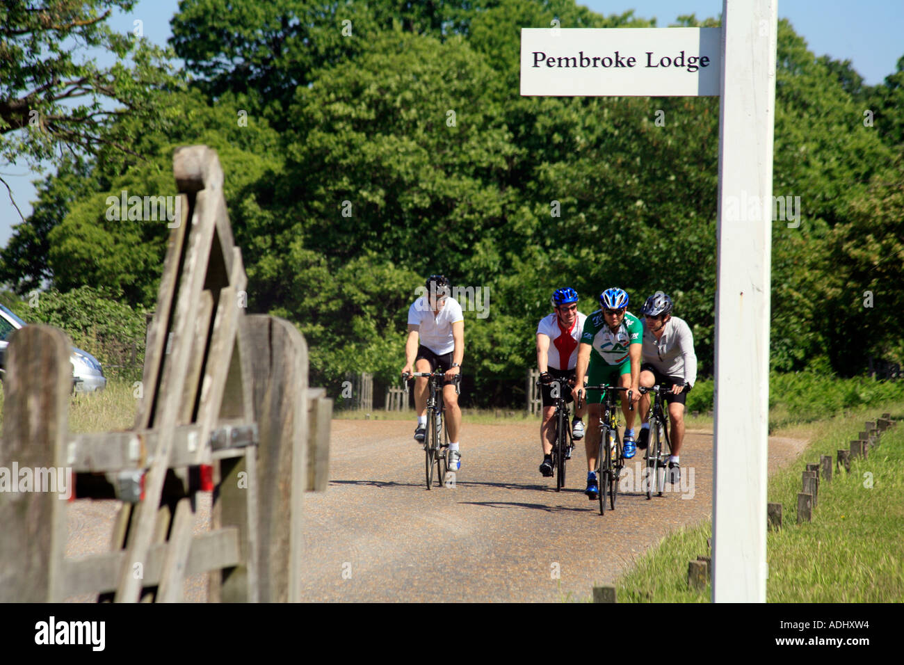 Cycling in Richmond Park , Surrey London Stock Photo