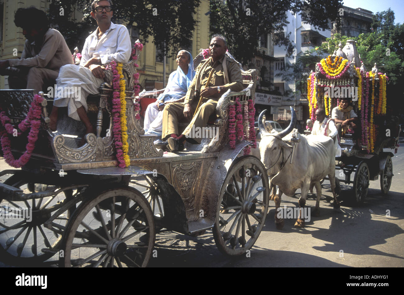 The Jain spiritual leader riding to the temple in Mumbai, taken 1974 Stock Photo