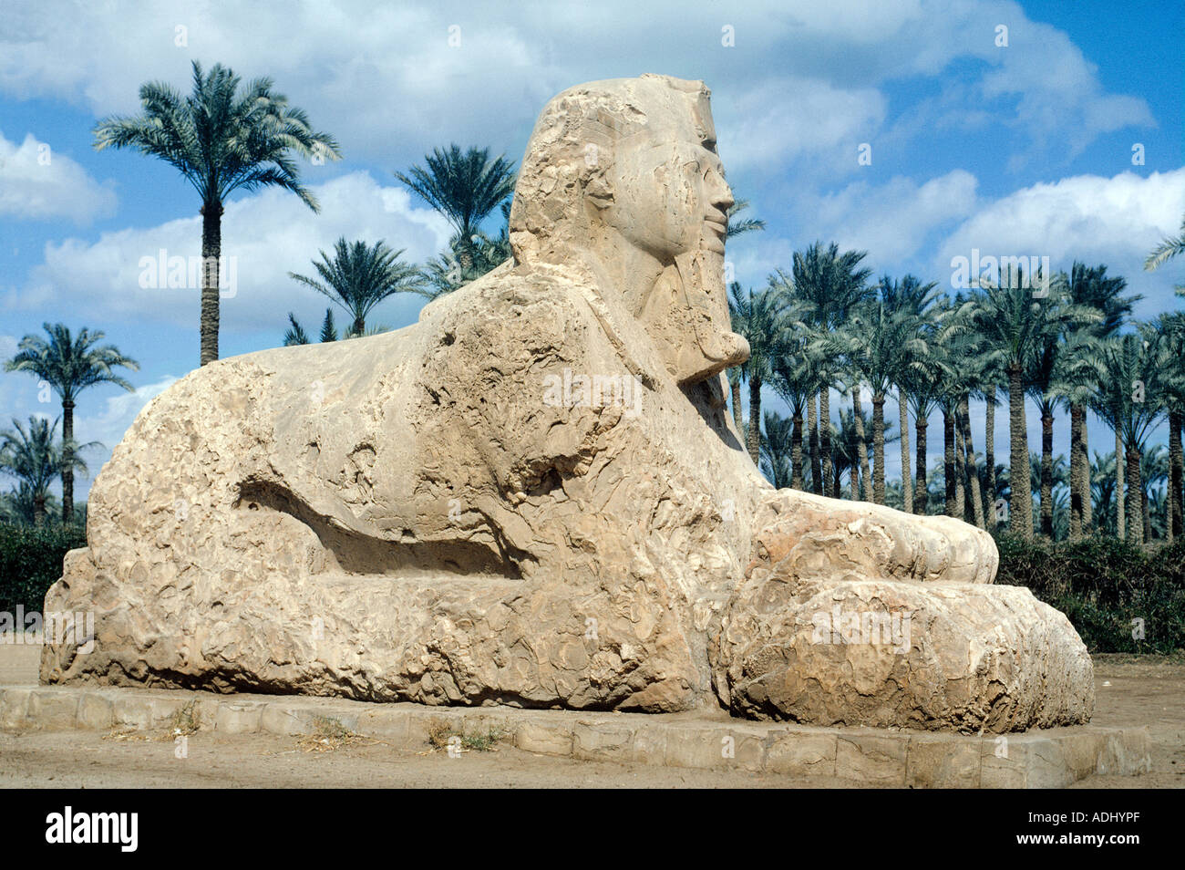 Egypt Memphis near Cairo The Alabaster Sphinx about 3000 years old ...