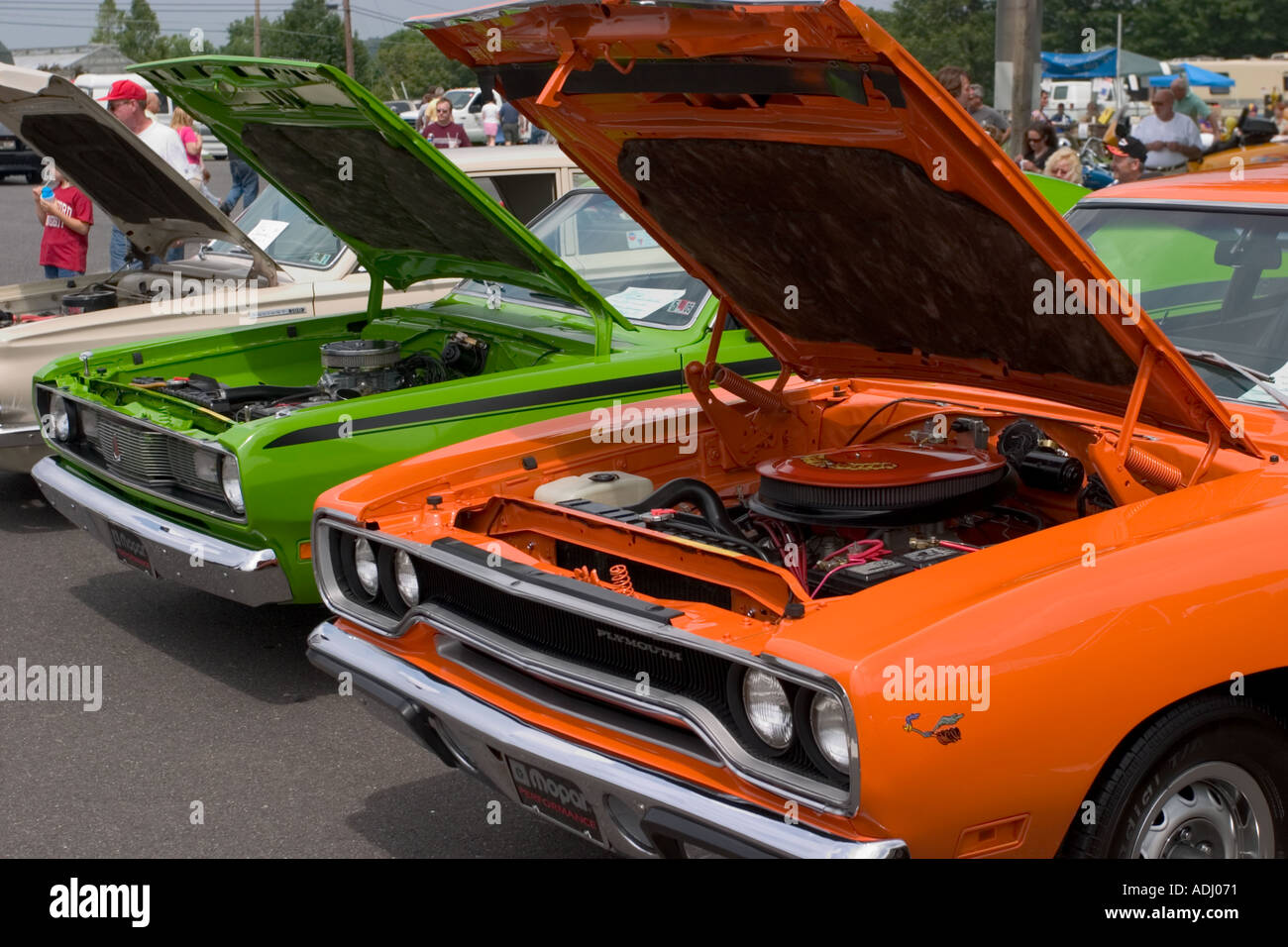 American muscle cars Plymouth Duster and Plymouth Road Runner Stock Photo
