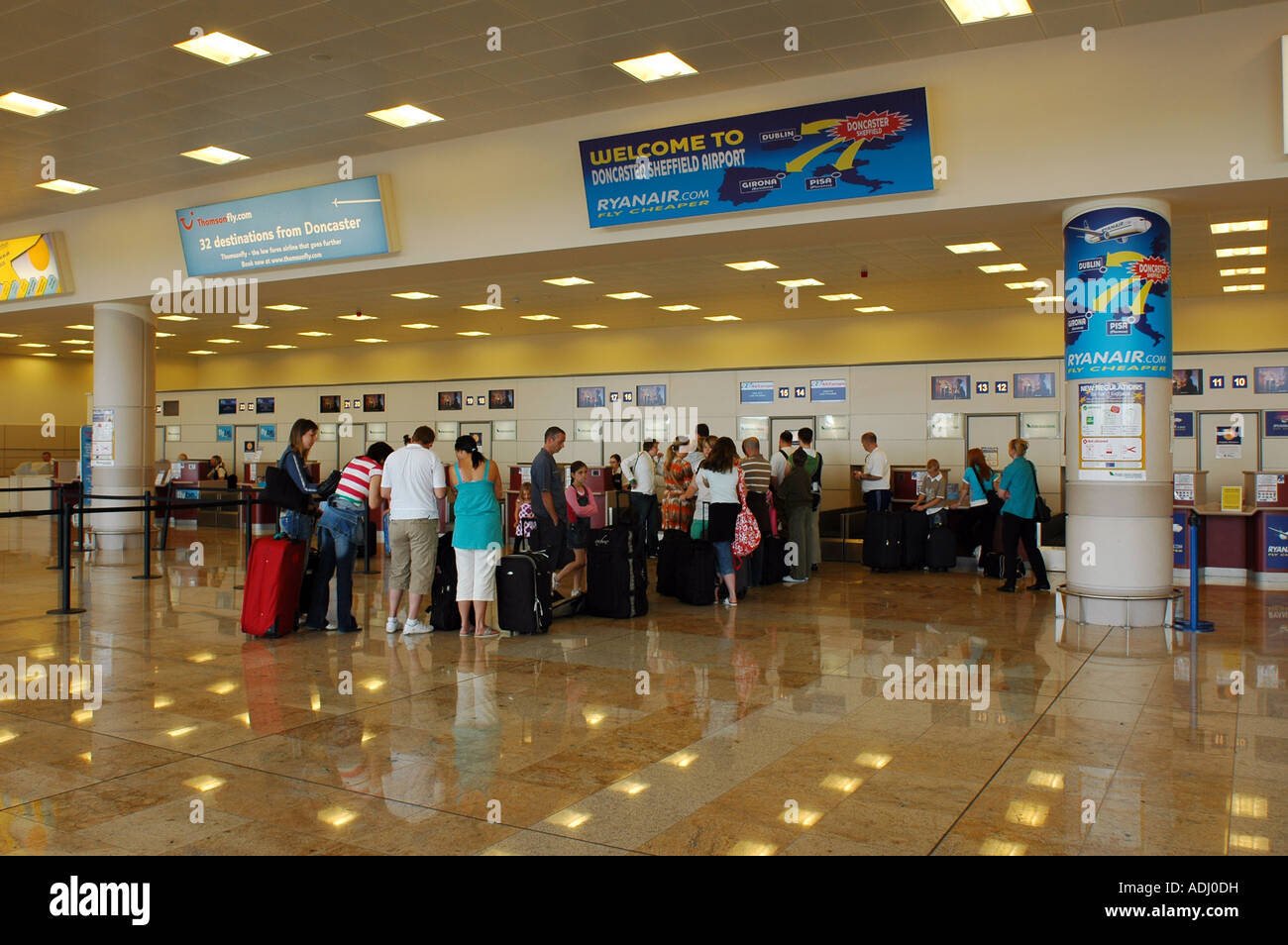 Passengers checking in at Robin Hood Doncaster Sheffield airport Stock  Photo - Alamy
