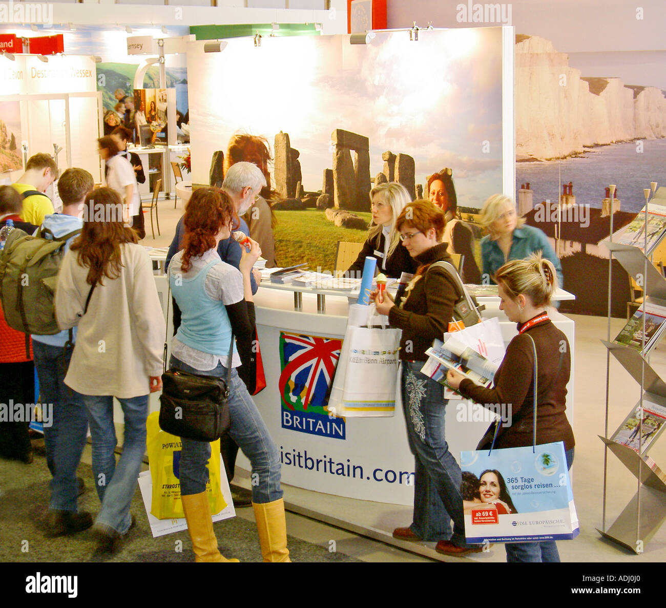 The annual Berlin International Travel Fair Messe tourism industry trade fair stands exhibition displays Stock Photo