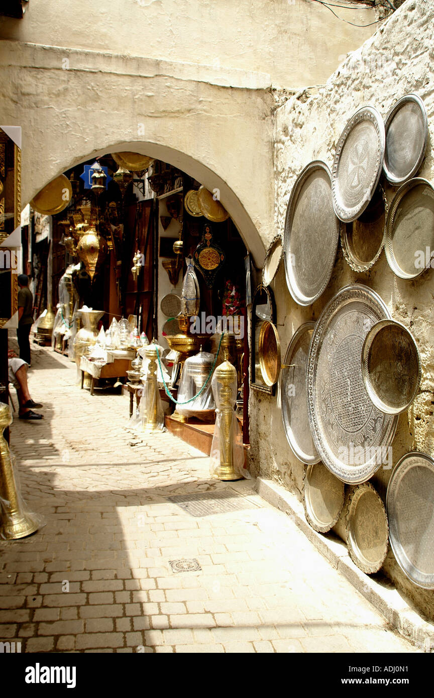 Souk Display Goods on display in the Souk in Fes Morocco Stock Photo - Alamy