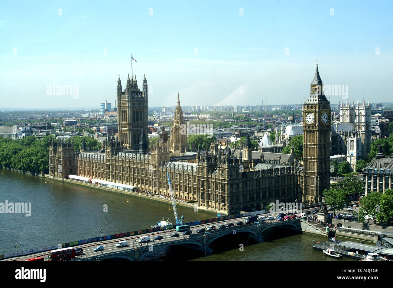 Distorted view of Houses of Parliament Westminster bridge London from a ...