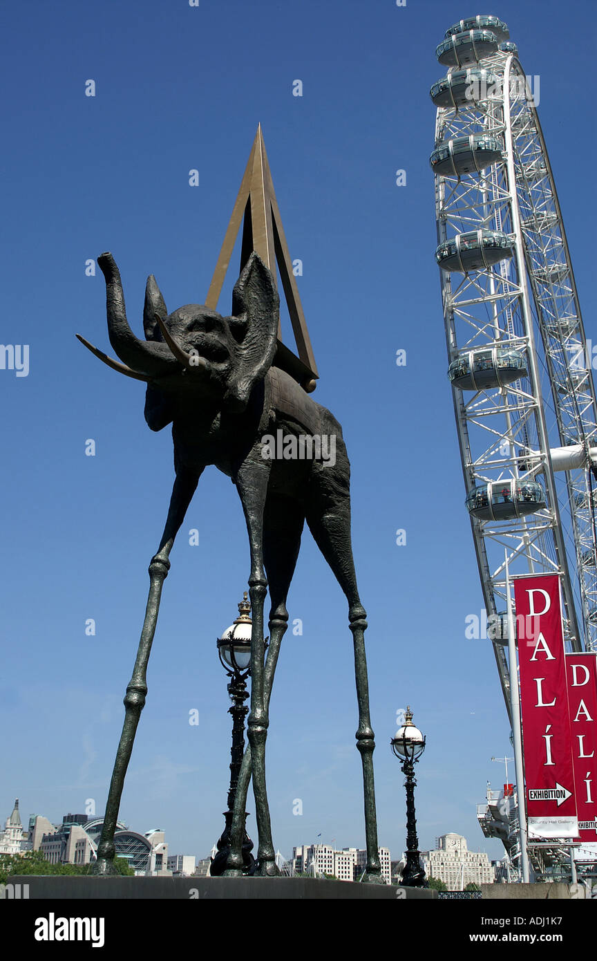 Salvador Dali artwork bronze sculpture next to river Thames London Stock  Photo - Alamy