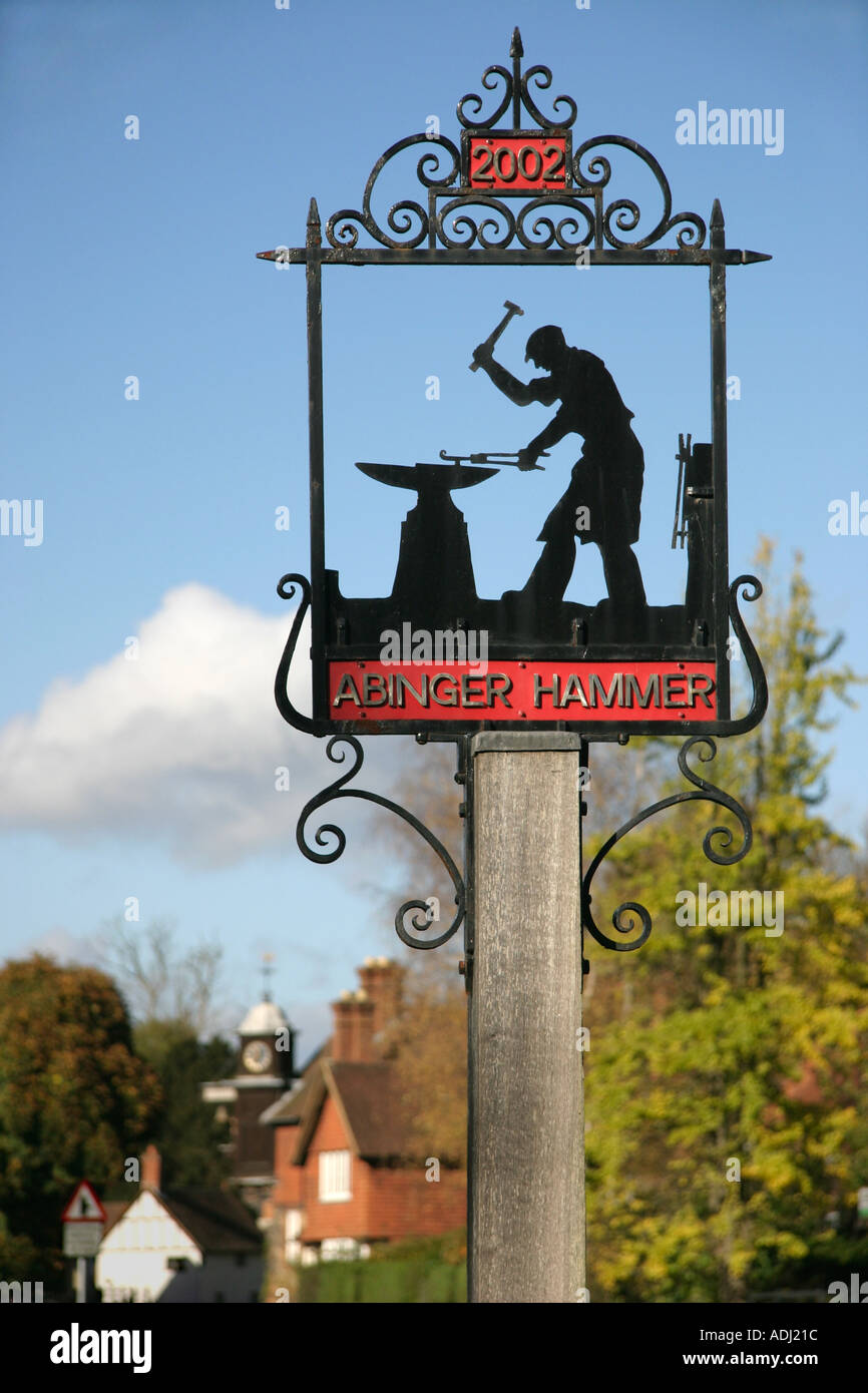 Abinger Hammer village sign Guildford Surrey England UK Stock Photo Alamy