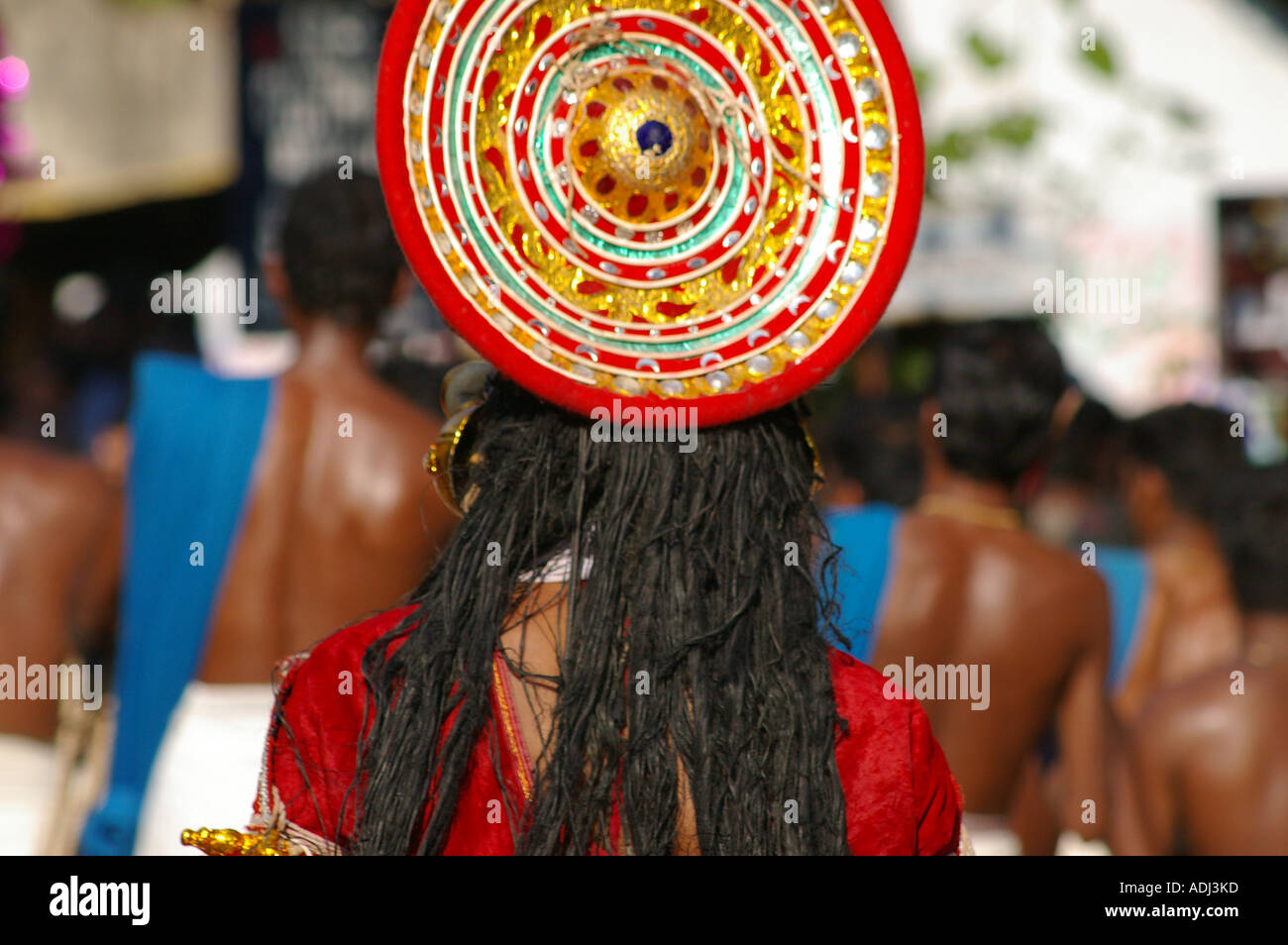 Trivandrum Thiruvananthapuram Kerala Patterned hat dancer Stock Photo