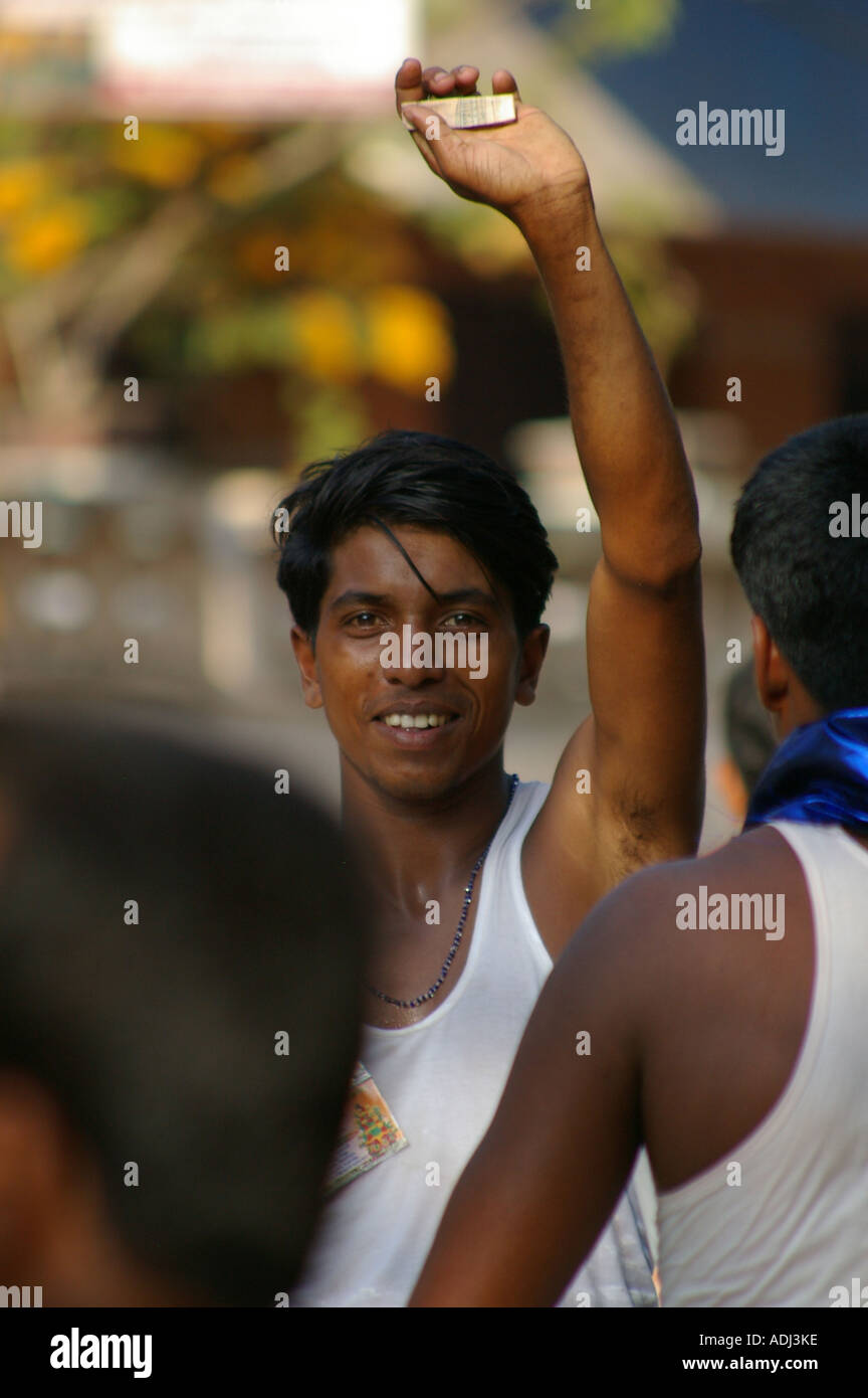 Trivandrum Thiruvananthapuram Kerala Portrait young Indian drummer festival Stock Photo