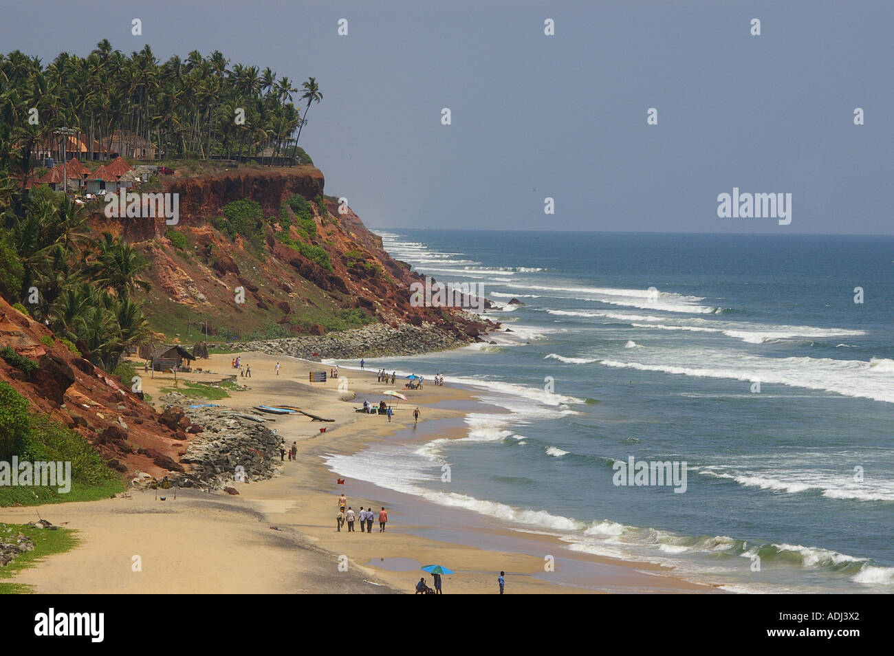 Varkala coastal town Kerala India Indian beach Thiruvananthapuram city tourist tourism Stock Photo