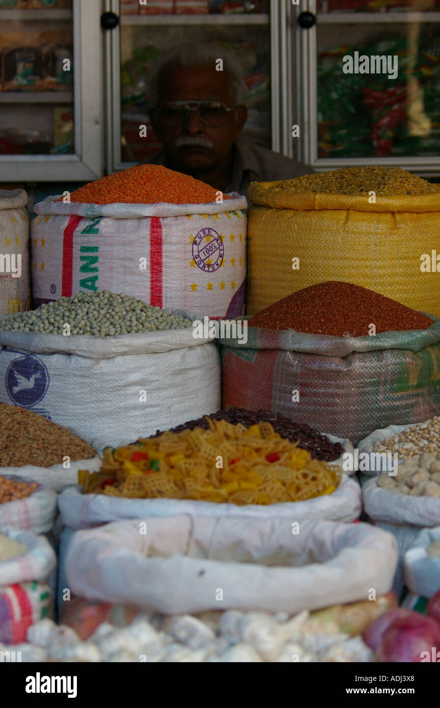 Spice stall Connemara market Palayam Trivandrum Thiruvananthapuram Kerala South India Stock Photo