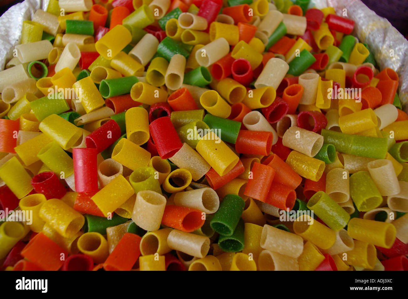 Connemara market Palayam Trivandrum Thiruvananthapuram Kerala South India pasta on display Stock Photo