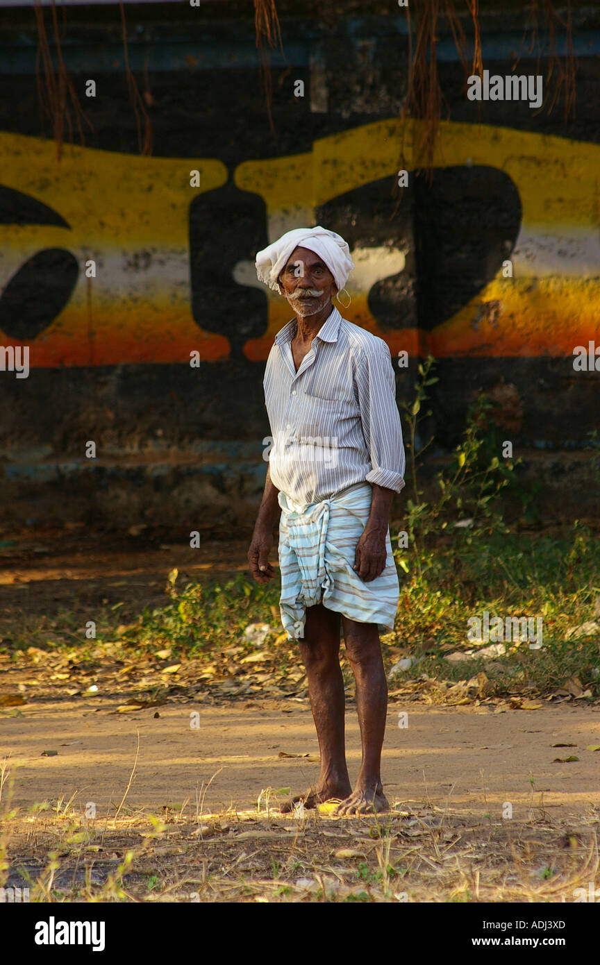 Portrait of Indian man wearing dhorti. Trivandrum Thiruvananthapuram Kerala South India Stock Photo